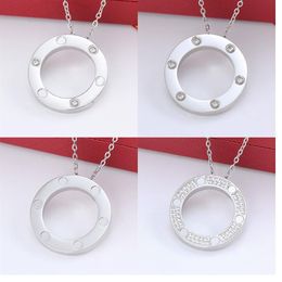 Titanium Stainless Steel Couple Pendant Necklace for Couples Love Diamond Cubic Pendants Necklaces Anniversary Valentines Day Gift256e