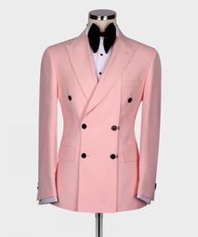 Women's Sweaters Classic White Wedding Prom Party Tuxedo Pink Double Breasted Groom Men Suits Slim Fit Business Wear 2PCS Blazer Pants Male Suit 231215