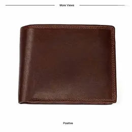 Wallets Crazy Horse Leather Men Short Wallet Genuine Coin Pocket Male Purse Function Card Holders Clutch