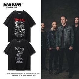 Trivium band short-sleeved T-shirts for men and women in summer Europe and America heavy metal rock loose cotton half sleeves around.