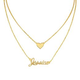 Personalized Name Spaced Necklace for Women Fashion Gift Birthday Customized Any Name Layers Chain pendant Necklace Jewelry Gold 284H