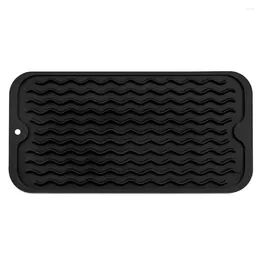 Table Mats Dish Drying Mat For Multiple Usage Easy Clean Eco-Friendly Heat-Resistant Silicone Kitchen Counter Black-A