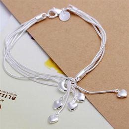 gift 925 silver Tai Chi hanging heart bracelet chain DFMCH067 brand new sterling silver plated Chain link gemstone bracelets243h