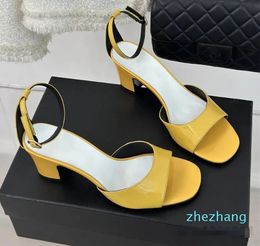 Sandals Women Summer Fashion Patent Leather High Heels Pumps Shoes Runway Outfit Buckle Strap Leisure Party Dress