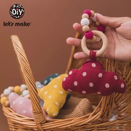 Pacifier Holders Clips Let's Make 1PC Baby Toys Rattle Bracelet Beads Beech Wood Teething Wooden Teether Lovely Soother Chain 231215