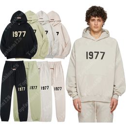 Top Fashion 8 Cores Ess 1977 Hoodies Amantes Jumpers Hip Hop Moletons Calças Conjunto Homens Mulheres Oversized Hoodie Streetwear Pulôveres Manga Longa Roupas Asiático S-XL