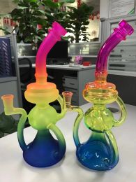 10 inch Rasta Glass Bong Water Pipe Unique recycler red heady glass dab rig good quality oil rig with banger LL