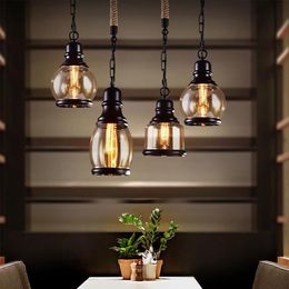 Vintage Loft Pendant Light Industrial Style Amber Glass Lamp Bar Restaurant Retro Room Bar 3 Style Pendant Light304y