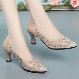 Dress Shoes High Quality Sexy Party Night Club Real Leather Heel For Women Lady Fashion Beautiful Heels Zapatos De Mujer E250