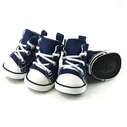 Dog Apparel Small Puppy Canvas Sport Shoes Sneaker Boots Outdoor Nonslip Causal Rubber Sole Soft Cotton Inner Fabric Protector