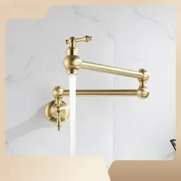 Kitchen Faucets Copper Single Cold Water Folding Dish Basin Faucet Extended 360 Degree Turn Washing Dishes