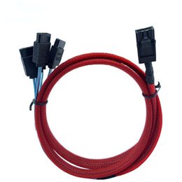New Laptop Adapters Chargers Built-in Mini Sas Hd SFF-8643 To 4 SATA Storage Hard Drives Red Braided Network Data Cable Server Cable