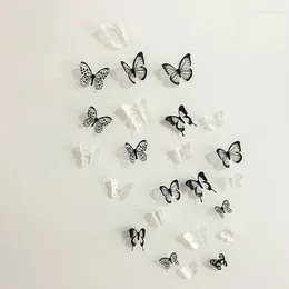 Wall Stickers 18Pcs 3D Black And White Butterfly Sticker Art Decal Home Decoration Room Decor TWEL889