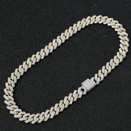 Fashion Hip Hop Necklace Men Designer Bracelet 14mm Cuban Link Chain Necklaces 16 18 20 22 24inch Rapper Diamond Chains Double Col219s