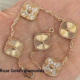 with Diamond designer bracelet 20 Colors Fashion Classic 4 Four Leaf Clover Charm Bracelets Bangle Chain Agate Shell Wedding cjewe275c