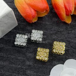 Square Style Designer Earrings Jewelry Classic Gold Plated Earrings Silver Color Ear Studs Earrings