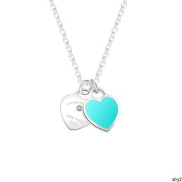 Pendant Necklaces T Family Double Heart Necklace Women's 925 Silver Fashion Simple Heart Pendant DESIGNERS