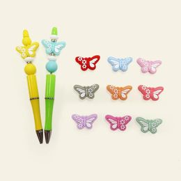 Teethers Toys 50pcs Butterfly Silicone Focal Beads Baby Teether Food Grade Teething Chew Toy DIY Pacifier Chain Clips Jewellery Accessories 231215