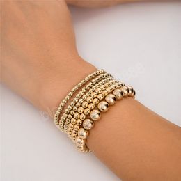 6Pcs/Set Goth Handmade CCB Beads Chain Bracelets for Women Trendy Vintage Elastic Strand Charm Bangles Couple Jewelry