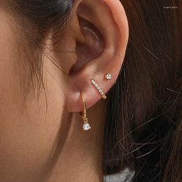 Hoop Earrings 3PCS Vintage Gold Colour Set For Women Stainless Steel Geometric Pendant Cartilage Piercing Earring Trendy Jewellery