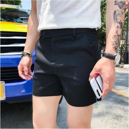 Men's Shorts Black Men Bermuda Streetwear Pure Cotton Knee Length Casual Short Pants Work Trousers Summer Fashion Bottoms