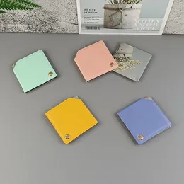 Travel Compact Mirrors Square Rotate PU Leather Covered Makeup Mirror Stainless Steel Cosmetic Tools