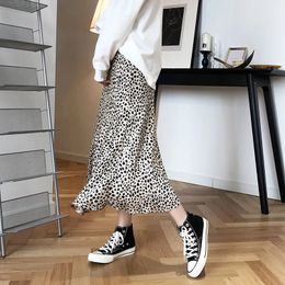 Skirts Skorts Satin Leopard-print Skirt Female Summer High Waist Hip-covered Fish Tail A- Line Skirt 231215