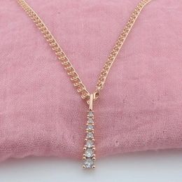 Pendant Necklaces FJ Irregular Long Ladies Femme 585 Rose Gold Color Cubic Zircon Chains Jewelry