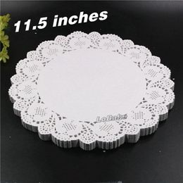 Whole- 160pcs pack New 11 5 inches round flower shape white hollow design paper lace doilies placemat for kitchen set de tab247S