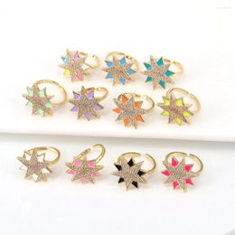 Cluster Rings 10PCS Hyperbole Gold-color Stars For Women Shiny Shape Bijoux Female Ring Trendy 2023 Jewellery Gifts Party