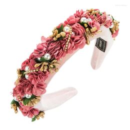 Baroque Style Hair Band Alloy Cloth Lace Flow Glass Diamond Colour Trim Hoop Sponge Ladies Fashion Luxury