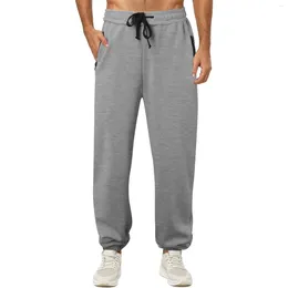 Men's Pants Spring And Autumn Solid Colour Casual Sports Fitness Sweatpants Drawstring Elastic Waist Thickened Jogging Long