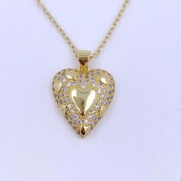 Pendant Necklaces Elegant Dainty Inlaid Bling Cubic Zirconia Heart Shape Carving Love Star Fashion Jewelry Gifts