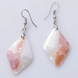 Dangle Earrings MOP72 Rhombus Pink And White Shell Jewelry Fashion Lady 10 Pairs