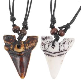 Pendant Necklaces 2 Pcs Necklace Decor Cool For Male Chain Men Boys Teeth Wooden Beads