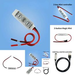 New Laptop Adapters Chargers 3pcs Led Controller Dc5-24V Mini Led Dimmer Controller 3 Keys 6a to Control Single Color Led Strip Light Smd 3528 5050 5630