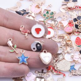 30/50/100pcs Random Mix Cute Floating Charms For Jewellery Making Supplies DIY Lockets Components Flowers Heart Charm Accessories