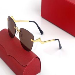 Vintage Rimless Sunglasses Brand Design Sun glasses For Men Metal Tiny wire Alloy irregular Frame Clear Lens Female Male Eyewear L270E