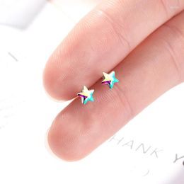 Stud Earrings Wholesale 12 Pairs Little Star Blue/Colorful Zirconia Crystal Stone Fashion Jewelry For Women Girl
