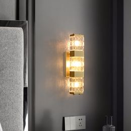 Modern Light Luxury Copper Wall Lamp For Living Room Corridor Study Bed Simple Background Decorative Crystal Wall Lamp