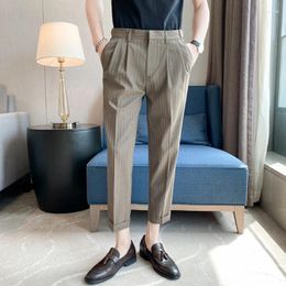 Men's Pants Spring Summer Slim Fit Stripe Business Formal 2023 Men Designer Gentlemen Casual Work Social Wedding Trousers