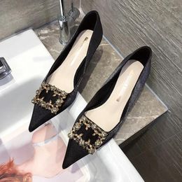 Dress Shoes Plus Size 34-43 Pumps For Women Wedding Shoe Pointed-toe Satin Solid 6cm High Heels Female Bridal Woman Office Party