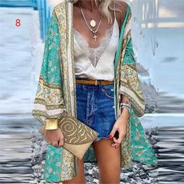 Women's Swimwear Fashion Woman Bohemian Bikini Cover Up Cardigan Swimsuit Woman Beach Cover Ups Swimwear Women Long Sleeved Casual Kimonos Mujer YQ231215