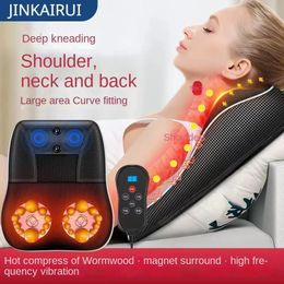 Massaging Neck Pillowws Jinkairui Electric Shiatsu Head Neck Cervical Ttraction Body Massager Car Back Pillow with Heating Vibrating Massage Device 231214