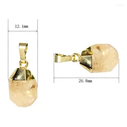 Pendant Necklaces 10Pcs Wholesale Chunky Teardrop Jewelry Gold Color Faceted Citrines Crystal