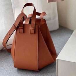 High Capacity Tote Bags Women Contrasting Colours Handbag Shoulder Leather Designer Brand Crossbody Female Hammock Shape Purses 220289J