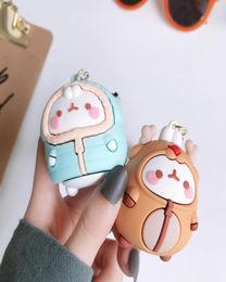 Molang Rabbit Keychains Cartoon Cute Lovely Molang Bunny Car Key Chain Women Bag Pendant Keyring Gifts Student Lovers Charm Gift Y3435923