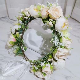 Pcs Rose Flower Crown Girls' Dress Hair Accessories Wedding Bridal Headband Ornament Kids Children Floral Garlands