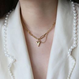 Pendants Amaiyllis 18K Gold Heart Love Necklace Tassel Peach Clavicle For Women Summer Jewellry Gift