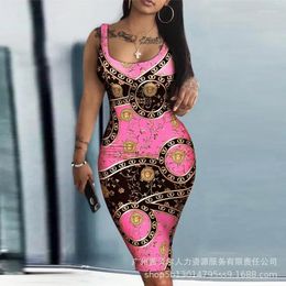 Casual Dresses Baroque Leopard Print Sleeveless Bodycon Dress High Waist Beach Maxi Y2k Vacation Dashiki African Summer Vestidos